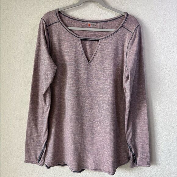 Zella Women’s Keyhole Long Sleeve Pullover Top XL Stretchy Workout Gym Running - Picture 1 of 7